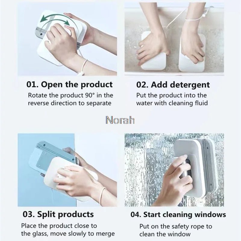 Glass Wiper Wash Magnetic Window Double-Sided Cleaning Brush