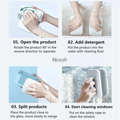Glass Wiper Wash Magnetic Window Double-Sided Cleaning Brush