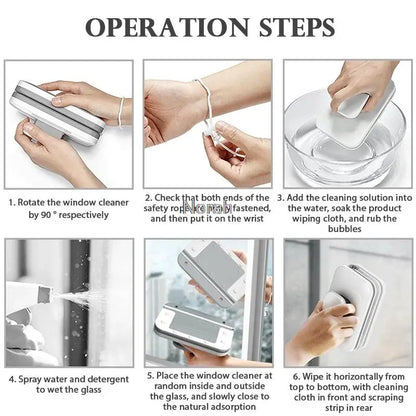 Glass Wiper Wash Magnetic Window Double-Sided Cleaning Brush